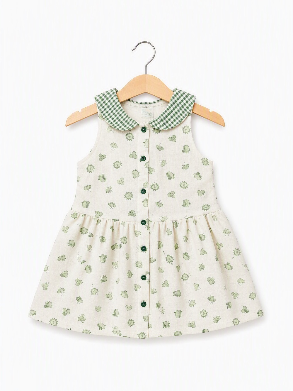 Vintage 90s Colimaçon Made in Canada Gingham Clover Weather Dress 3X 4T Cottage
